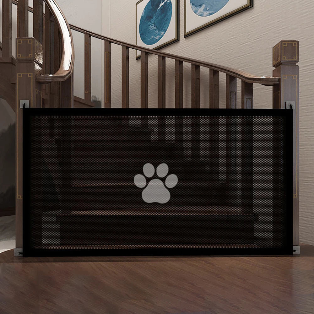 Premium Dog Safety Mesh Gate with 4 Hooks - Indoor and Outdoor Pet Enclosure Solution