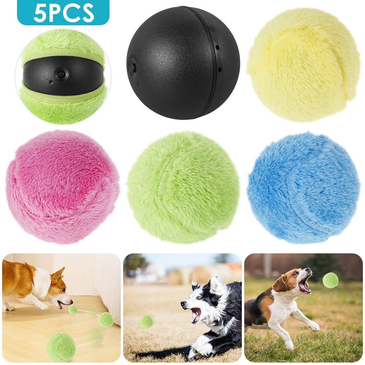 Interactive Electric Rolling Ball Toy for Cats - Plush Squeaky Balls for Indoor Playtime