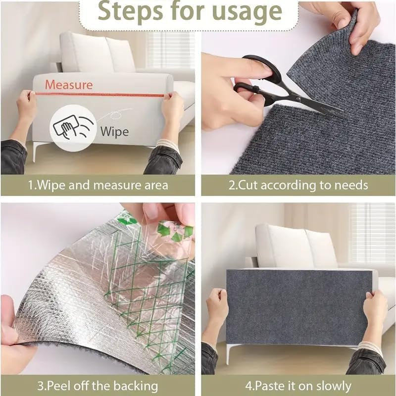 Self-Adhesive Cat Scratch Furniture Protector Mat - Customizable Scratch Pad for Cat Trees, Doors, and Couches (Dark Gray, 11.8 x 23 Inches)