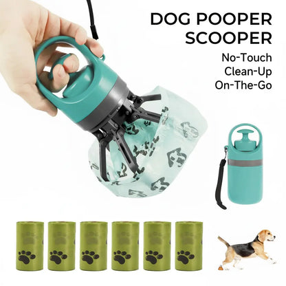 UFORU Portable Pet Waste Scooper with 6 Dog Waste Bags and Dispenser - Compact Outdoor Essential for Pet Care