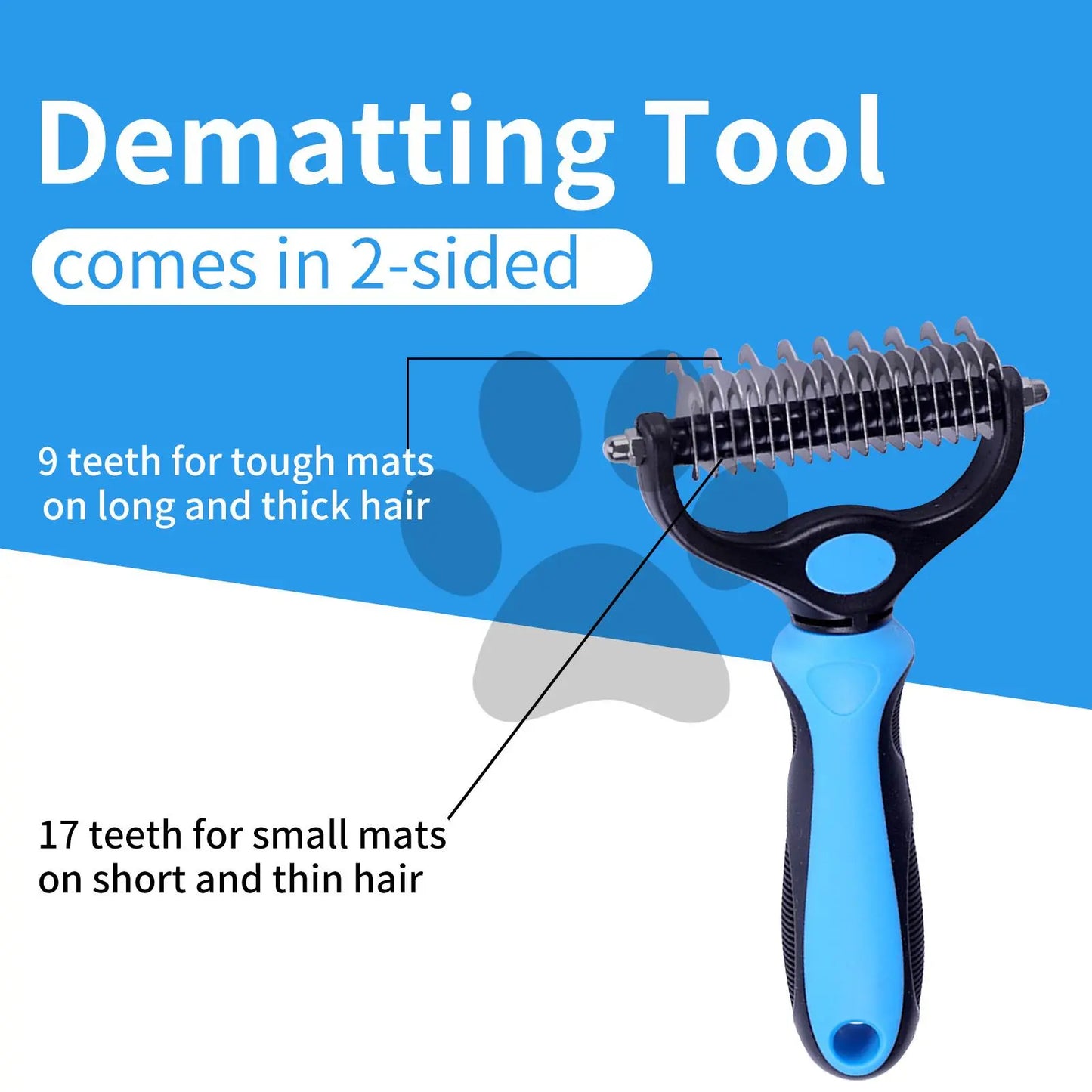 Professional Pet Grooming Brush - Dual-Sided Shedding and Dematting Undercoat Rake for Dogs and Cats, Effectively Reducing Shedding and Loose Fur