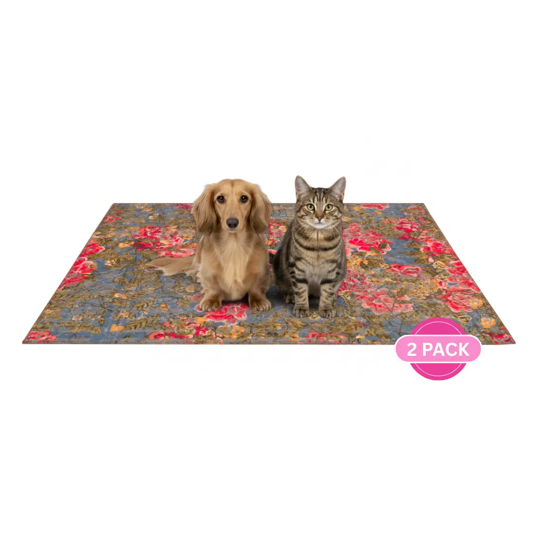 Lovewag Pets Reusable Dog Pads - Set of 2, Eco-Friendly and Leak-Proof, Available in Multiple Designs: Blue Mesa, Blue Hazel, Guava Stripes, Heirloom Rose, Sizes 36" x 48" and 28" x 41