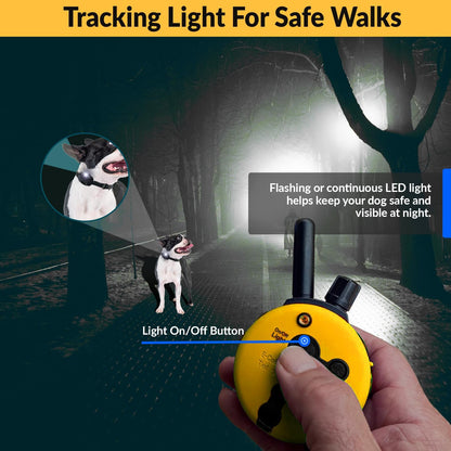 Humane Remote Dog Training Collar with 100 Safe Stimulation Levels, Night Light, Waterproof Design, Rechargeable, 3/4 Mile Range for Small to Medium Dogs - Yellow