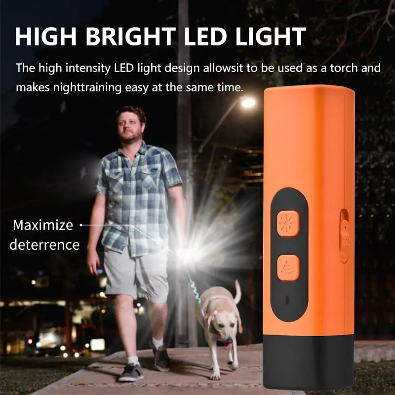 Rechargeable Sonic Dog Bark Deterrent - 25kHz Frequency Transmitter for Safe Anti-Bark Training, 50ft Range, Indoor/Outdoor Use