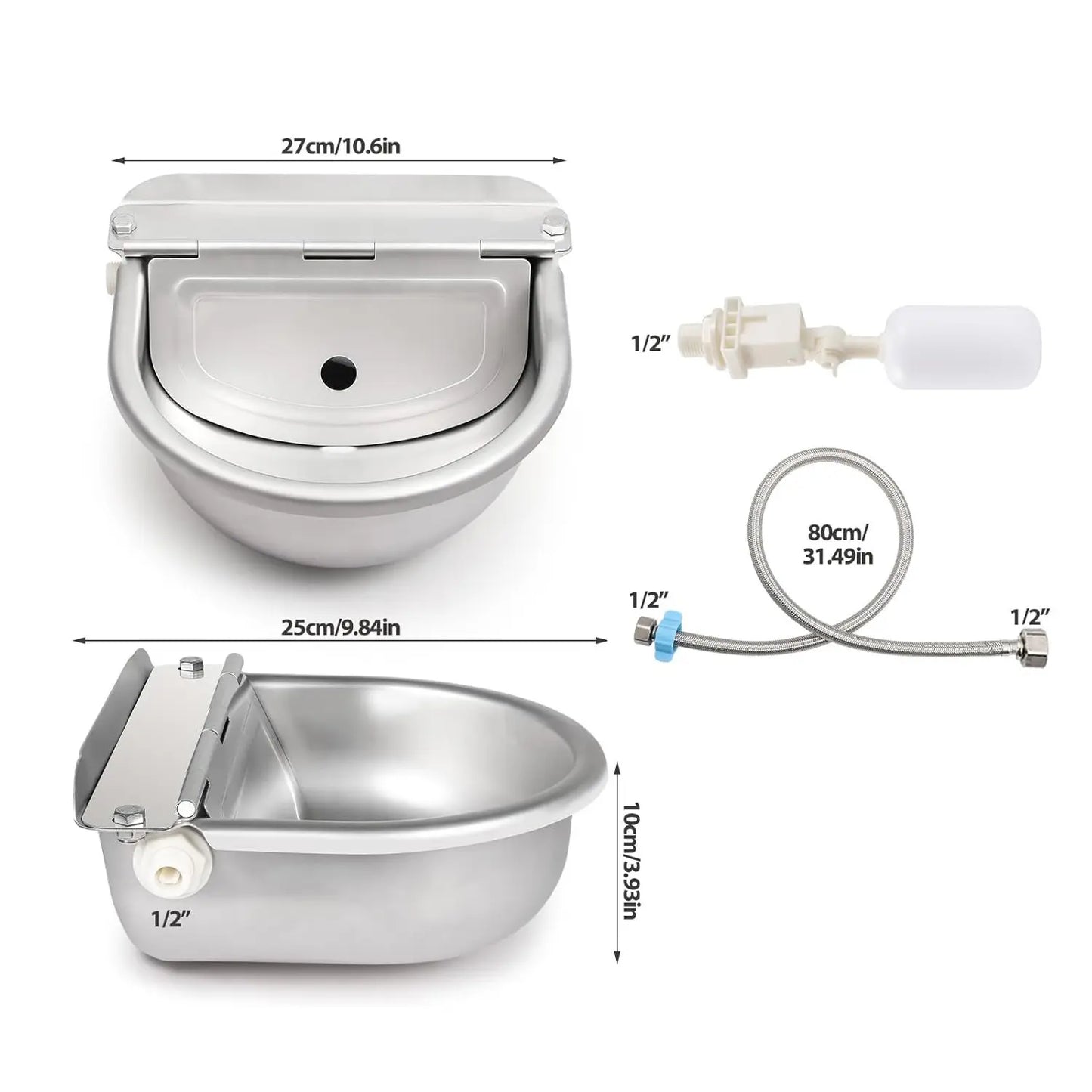 Automatic Pet Water Dispenser with Drain Plug and Hose for Convenient Refilling - Fountain Design