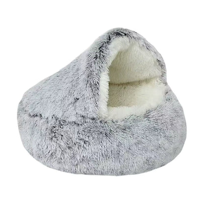 Winter Plush Round Pet Bed - Cozy Nesting Cushion for Small Dogs and Cats