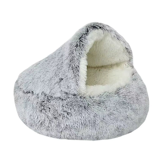 Winter Plush Round Pet Bed - Cozy Nesting Cushion for Small Dogs and Cats