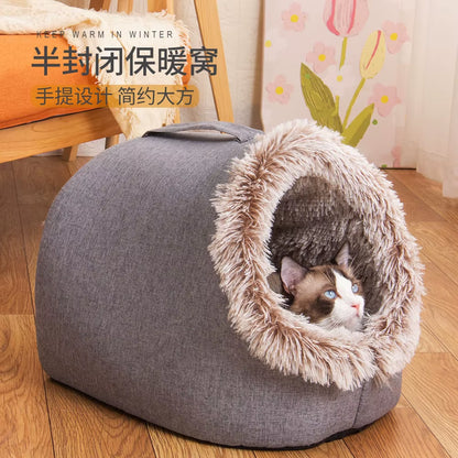Self-Heating Winter Dog Bed and Comfortable Cat Sleeping Tent for Small to Medium Pets